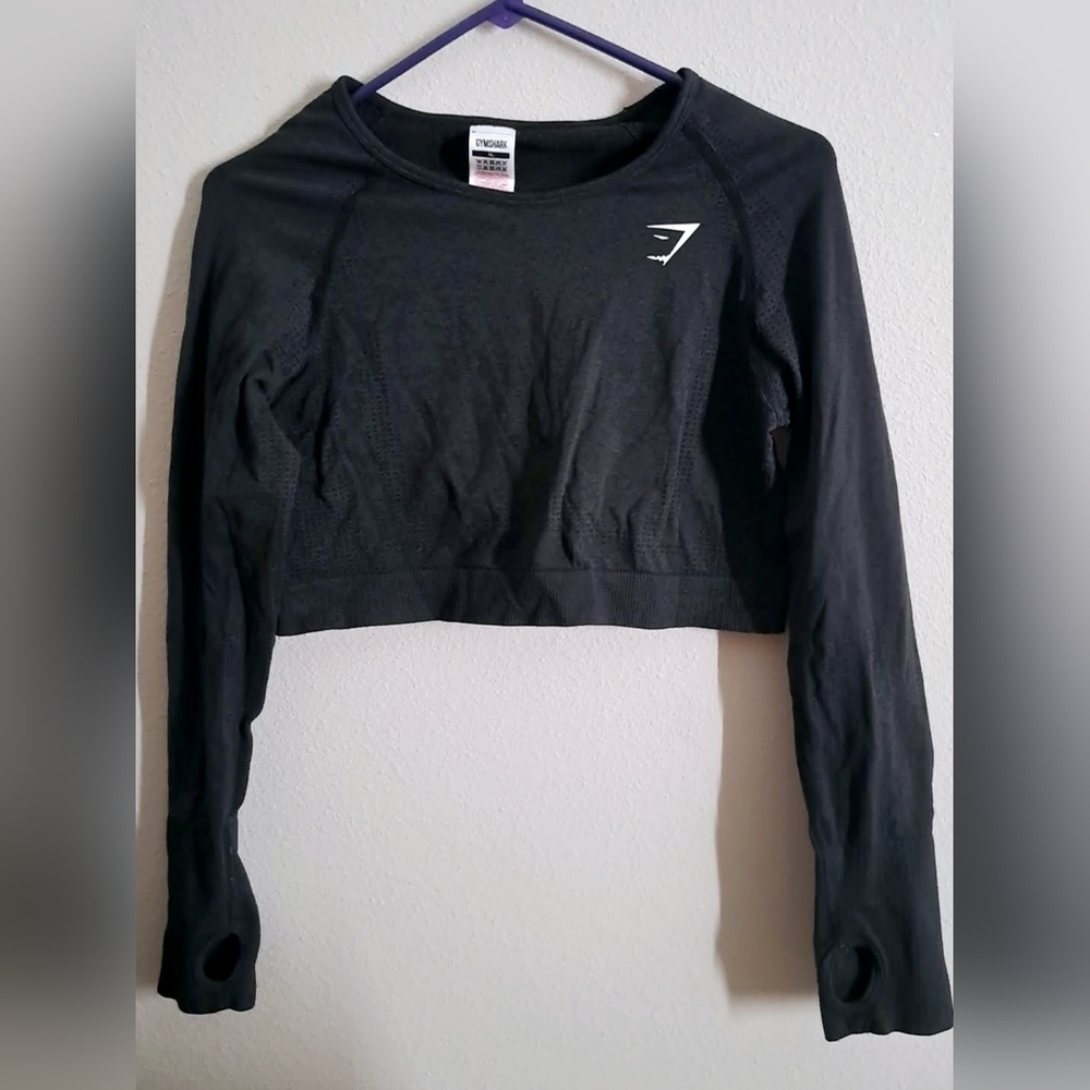 Gymshark Black Cropped Seamless Long Sleeve Hoodie